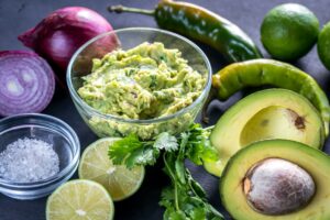 Guacamole with ingredients